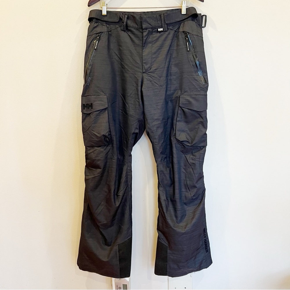Helly Hansen Ski Pants Womens XL Extra Large Black Gray Cargo Vents Snowboarding